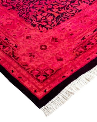 Modern Overdyed Hand Knotted Wool Pink Runner 3' 1" x 13' 6"
