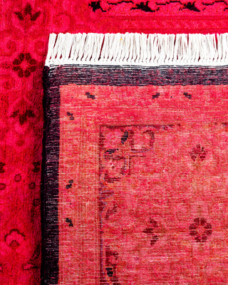 Modern Overdyed Hand Knotted Wool Pink Runner 3' 1" x 13' 6"