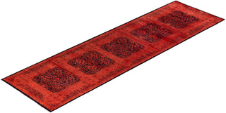 Contemporary Hand-Knotted Overdyed Pink Runner 3' 0" x 10' 7"