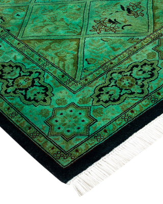 Modern Overdyed Hand Knotted Wool Green Area Rug 2' 8" x 4' 2"