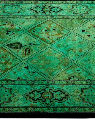 Modern Overdyed Hand Knotted Wool Green Area Rug 2' 8" x 4' 2"