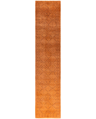 Contemporary Overdyed Wool Hand Knotted Red Runner 2' 6" x 11' 9"