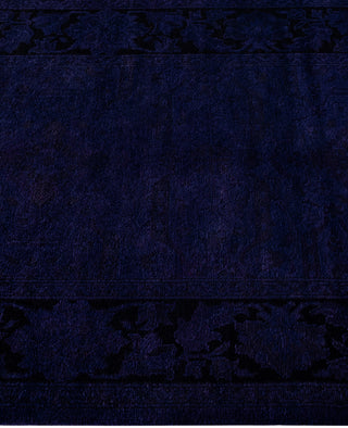 Contemporary Overdyed Wool Hand Knotted Purple Runner 2' 6" x 14' 1"