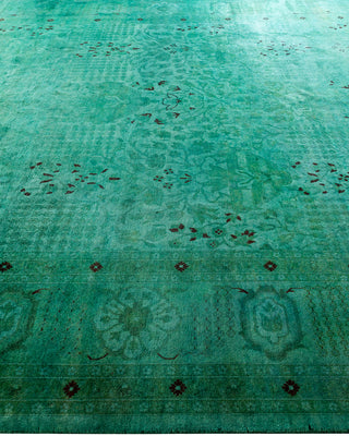 Contemporary Overyed Wool Hand Knotted Green Area Rug 9' 2" x 12' 6"