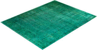 Contemporary Overyed Wool Hand Knotted Green Area Rug 9' 2" x 12' 6"