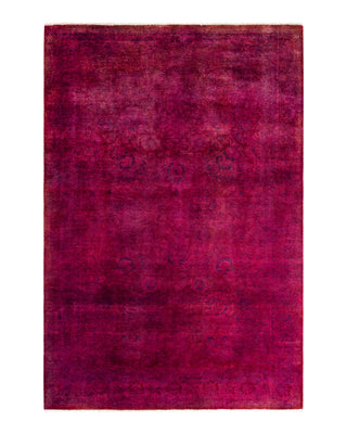 Contemporary Overyed Wool Hand Knotted Pink Area Rug 5' 3" x 7' 7"