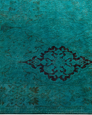 Contemporary Hand-Knotted Overdyed Green Runner 2' 6" x 13' 10"