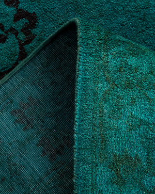 Contemporary Hand-Knotted Overdyed Green Runner 2' 6" x 13' 10"