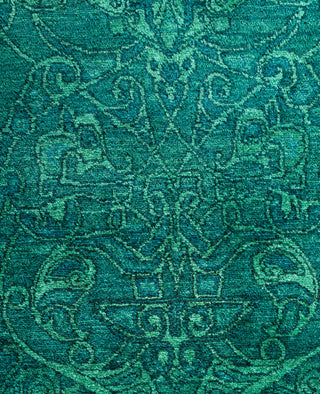 Overdyed Hand-Knotted Wool Modern-Contemporary Green Runner 2' 7" x 13' 8"