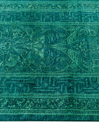 Overdyed Hand-Knotted Wool Modern-Contemporary Green Runner 2' 7" x 13' 8"