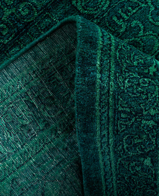 Overdyed Hand-Knotted Wool Modern-Contemporary Green Runner 2' 7" x 13' 8"