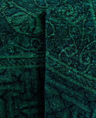 Overdyed Hand-Knotted Wool Modern-Contemporary Green Runner 2' 7" x 13' 8"