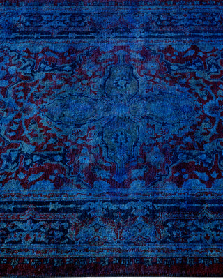 Contemporary Hand Knotted Overdyed Blue Runner 2' 7" x 12' 0"
