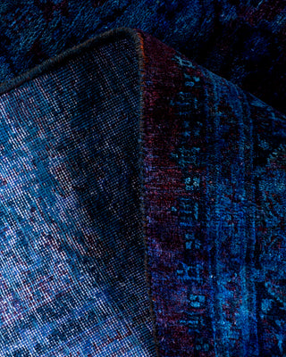 Contemporary Hand Knotted Overdyed Blue Runner 2' 7" x 12' 0"