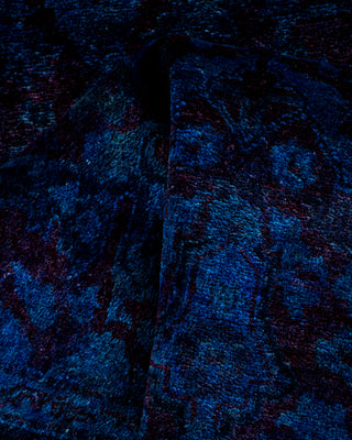 Contemporary Hand Knotted Overdyed Blue Runner 2' 7" x 12' 0"