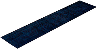 Contemporary Hand Knotted Overdyed Blue Runner 2' 7" x 12' 0"