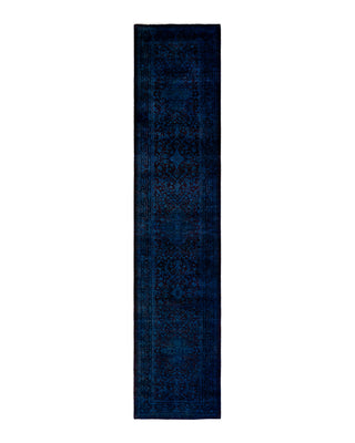 Contemporary Fine Vibrance Blue Wool Area Rug 2' 7" x 12' 0"