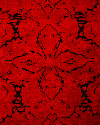 Modern Overdyed Hand Knotted Wool Red Runner 2' 8" x 3' 10"