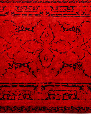 Contemporary Hand-Knotted Overdyed Red Runner 2' 8" x 3' 10"