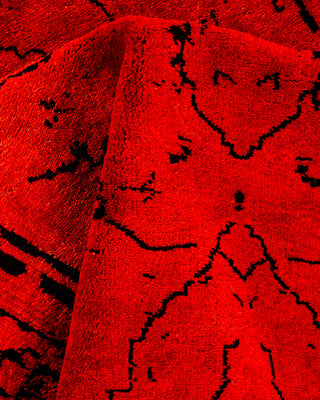 Contemporary Hand-Knotted Overdyed Red Runner 2' 8" x 3' 10"
