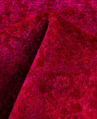 Contemporary Overdyed Wool Hand Knotted Red Runner 2' 7" x 4' 1"