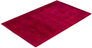 Contemporary Overdyed Wool Hand Knotted Red Runner 2' 7" x 4' 1"