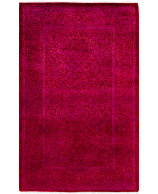 Contemporary Overdyed Wool Hand Knotted Red Runner 2' 7" x 4' 1"