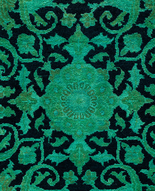 Overdyed Hand-Knotted Wool Modern-Contemporary Green Area Rug 8' 1" x 10' 6"