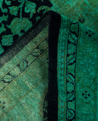 Overdyed Hand-Knotted Wool Modern-Contemporary Green Area Rug 8' 1" x 10' 6"