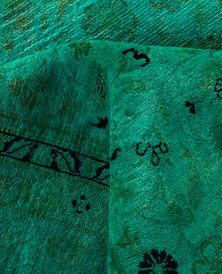 Overdyed Hand-Knotted Wool Modern-Contemporary Green Area Rug 8' 1" x 10' 6"