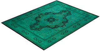Overdyed Hand-Knotted Wool Modern-Contemporary Green Area Rug 8' 1" x 10' 6"
