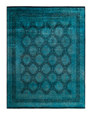 Contemporary Overyed Wool Hand Knotted Blue Area Rug 8' 1" x 10' 3"
