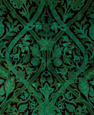 Overdyed Hand-Knotted Wool Modern-Contemporary Green Area Rug 6' 1" x 9' 3"
