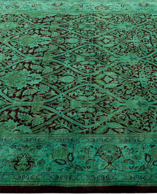 Overdyed Hand-Knotted Wool Modern-Contemporary Green Area Rug 6' 1" x 9' 3"