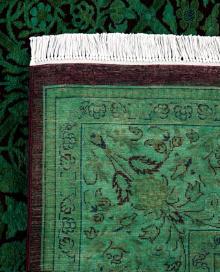 Overdyed Hand-Knotted Wool Modern-Contemporary Green Area Rug 6' 1" x 9' 3"