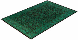 Overdyed Hand-Knotted Wool Modern-Contemporary Green Area Rug 6' 1" x 9' 3"