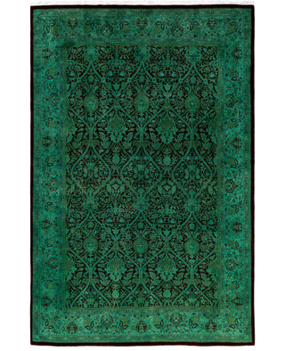 Overdyed Hand-Knotted Wool Modern-Contemporary Green Area Rug 6' 1" x 9' 3"