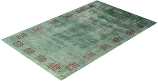 Overdyed Hand-Knotted Wool Modern-Contemporary Blue Area Rug 4' 11" x 7' 8"