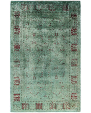 Overdyed Hand-Knotted Wool Modern-Contemporary Blue Area Rug 4' 11" x 7' 8"