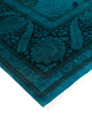 Modern Overdyed Hand Knotted Wool Blue Area Rug 8' 2" x 8' 5"