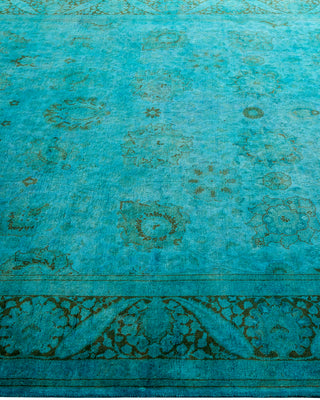 Modern Overdyed Hand Knotted Wool Blue Area Rug 6' 0" x 9' 4"