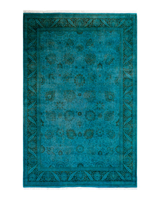 Contemporary Fine Vibrance Green Wool Area Rug 6' 0" x 9' 4"