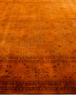 Contemporary Hand Knotted Overdyed Orange Square Area Rug 9' 11" x 10' 10"