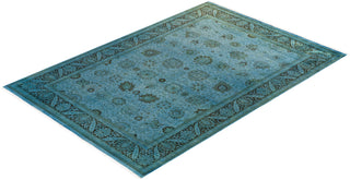 Contemporary Hand-Knotted Overdyed Blue Area Rug 6' 1" x 9' 0"