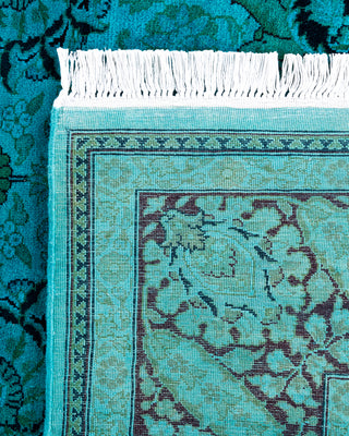 Contemporary Hand-Knotted Overdyed Blue Area Rug 6' 2" x 9' 4"