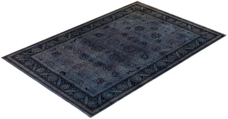 Modern Overdyed Hand Knotted Wool Gray Area Rug 6' 4" x 9' 7"