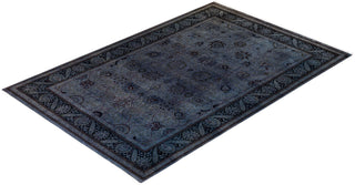 Contemporary Hand-Knotted Overdyed Gray Area Rug 6' 4" x 9' 7"