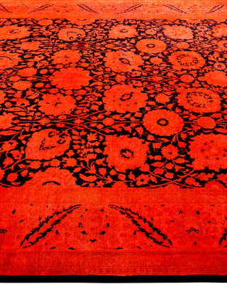 Modern Overdyed Hand Knotted Wool Orange Area Rug 6' 2" x 8' 10"