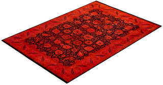 Modern Overdyed Hand Knotted Wool Orange Area Rug 6' 2" x 8' 10"