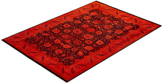 Contemporary Hand-Knotted Overdyed Orange Area Rug 6' 2" x 8' 10"
